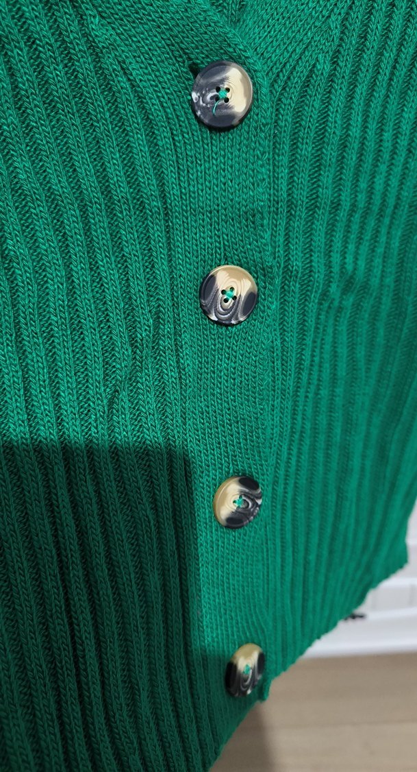 Düğmeli Yeşil Kadın Hırka - Görsel 4