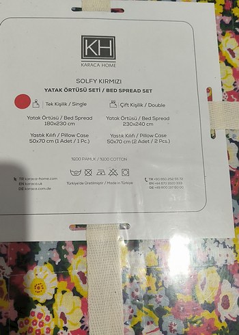 Çiçek Desenli Çok Renkli Yatak Örtülu pike yastık kilifli - Görsel 3