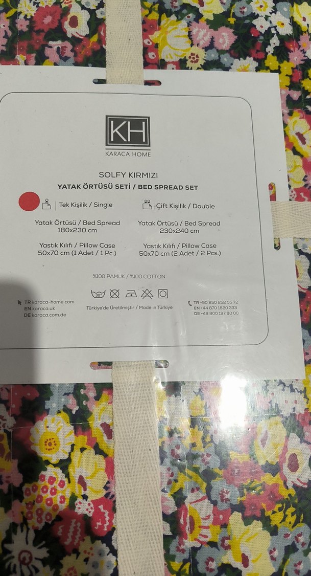 Çiçek Desenli Çok Renkli Yatak Örtülu pike yastık kilifli - Görsel 3