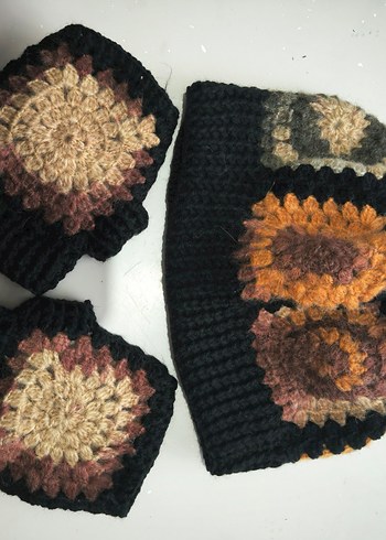 Bohem Tarz El Örgüsü Bere ve Eldiven Seti - Görsel 4