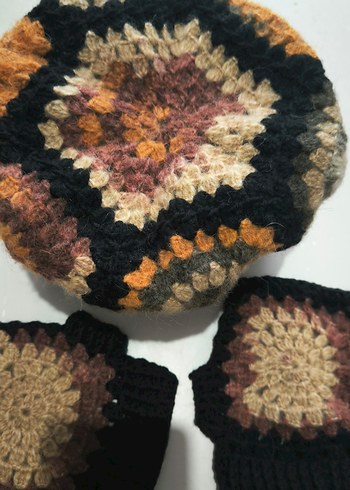 Bohem Tarz El Örgüsü Bere ve Eldiven Seti - Görsel 2