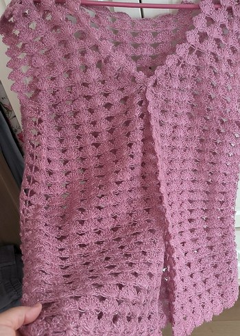 Kadın Pembe Dantel Örgü yelek - Görsel 2