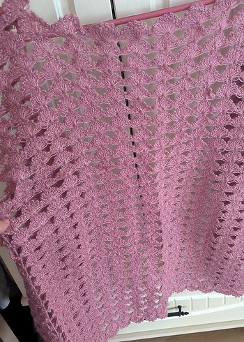 Kadın Pembe Dantel Örgü yelek - Görsel 6