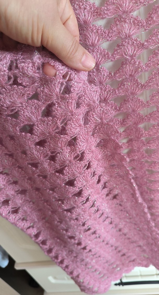 Kadın Pembe Dantel Örgü yelek - Görsel 5