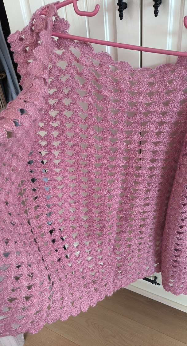 Kadın Pembe Dantel Örgü yelek - Görsel 4