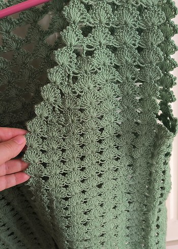 Yeşil Dantel Detaylı Örgü Kadın yelek - Görsel 8