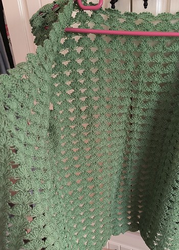 Yeşil Dantel Detaylı Örgü Kadın yelek - Görsel 6