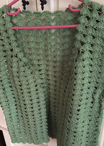 Yeşil Dantel Detaylı Örgü Kadın yelek - Görsel 2