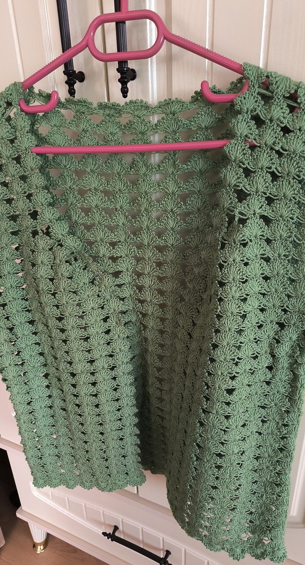 Yeşil Dantel Detaylı Örgü Kadın yelek - Görsel 2