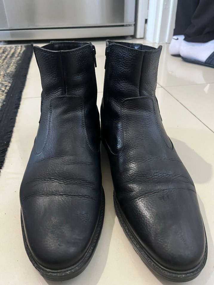Siyah Deri Erkek Bot, - Görsel 4