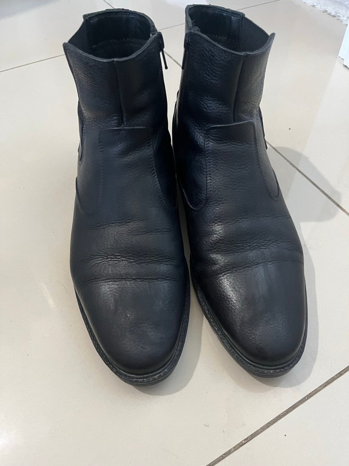 Siyah Deri Erkek Bot, - Görsel 5