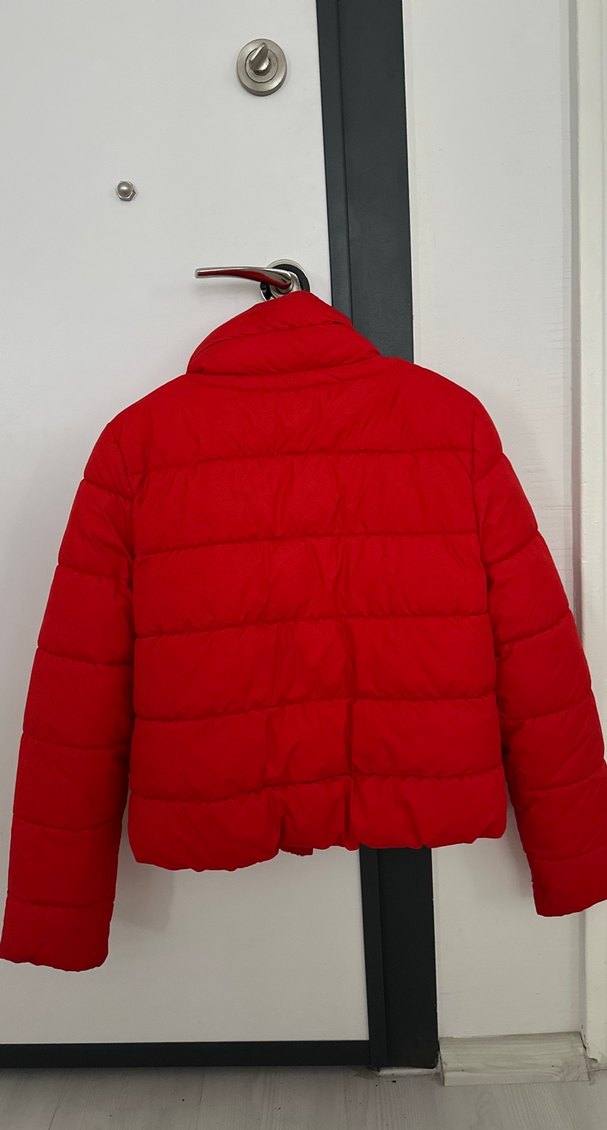 Kadın Kırmızı Mini Şişme Mont - Görsel 3