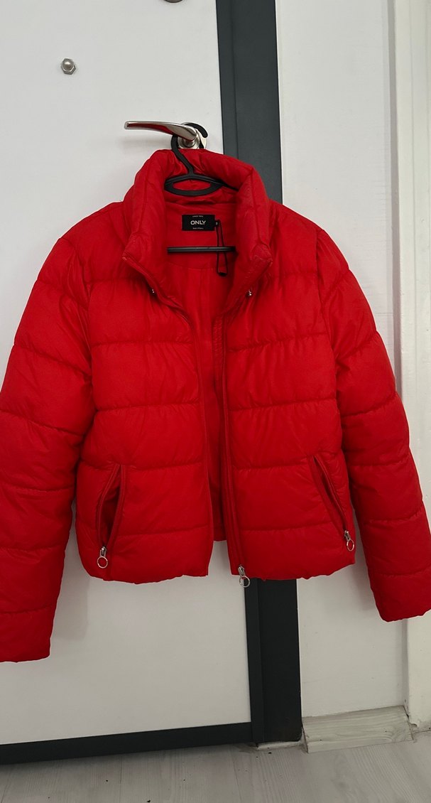 Kadın Kırmızı Mini Şişme Mont - Görsel 5