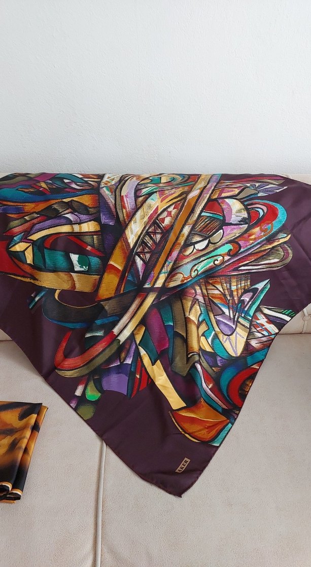 Armine ve aker %100 twill ipek eşarp - Görsel 4