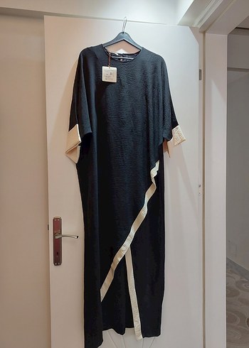 Drapeli Siyah Uzun Elbise - Görsel 8