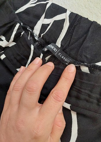 LC Waikiki Siyah Beyaz Zebra Desenli Kadın Bol Pantolon