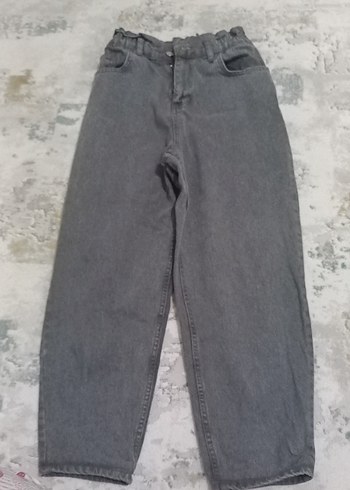 Gri Kadın Salaş Midi Kot Pantolon