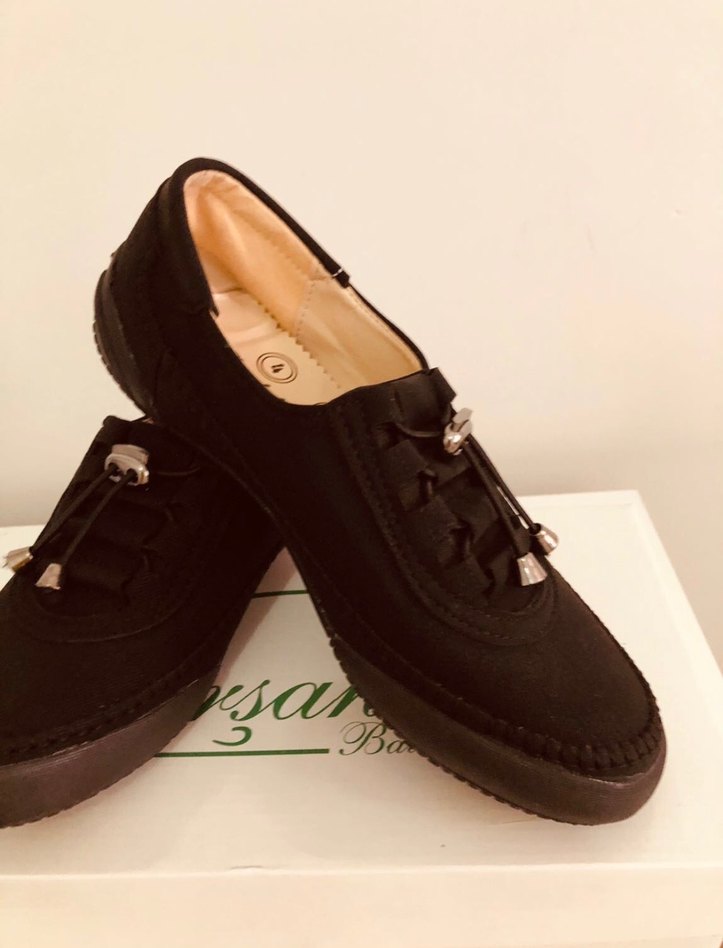 Siyah 7 nokta comfort ortopedik  kauçuk taban kadın ayakkabı - Görsel 3