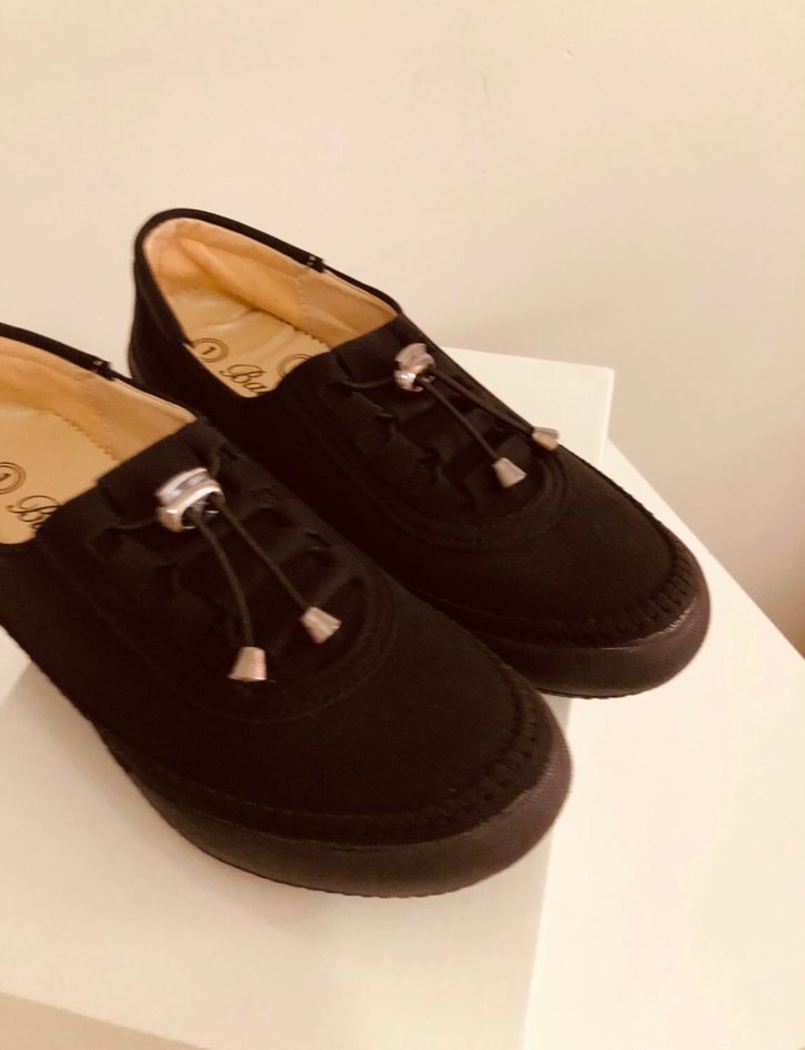 Siyah 7 nokta comfort ortopedik  kauçuk taban kadın ayakkabı - Görsel 2