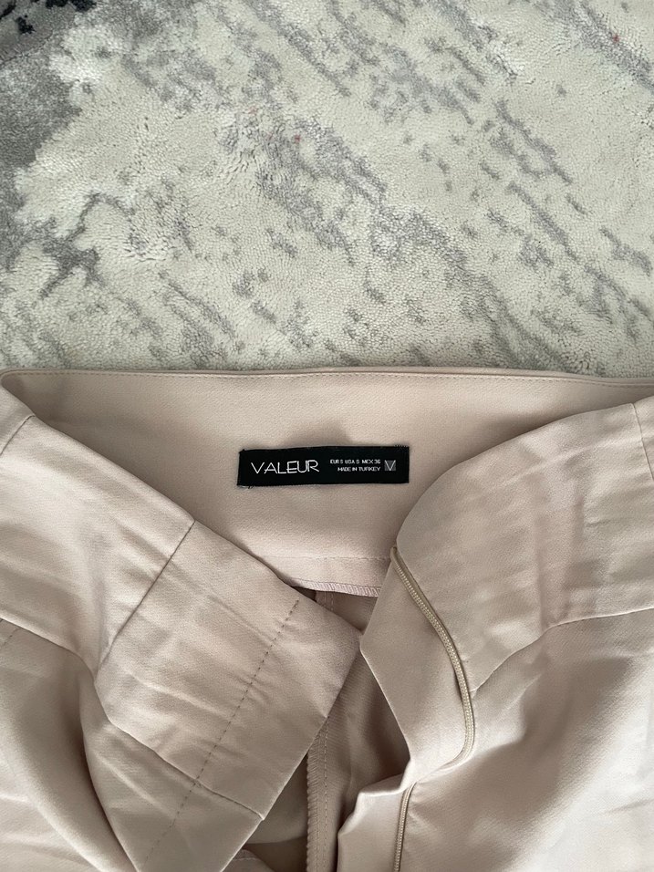 Düz Kesim Bej Kadın Kumaş Pantolon - Görsel 2