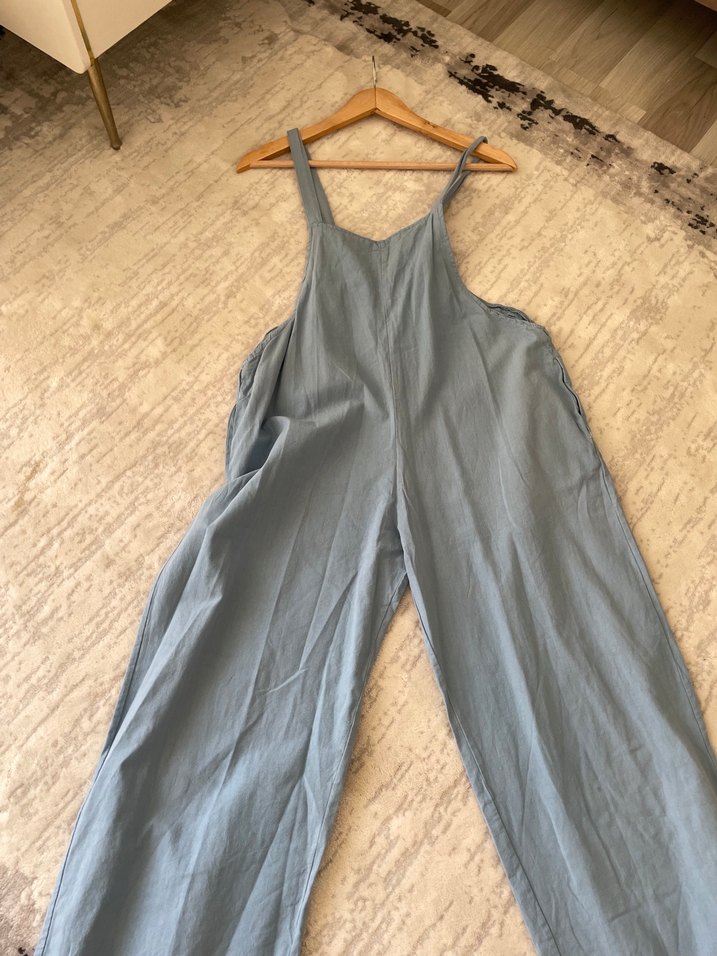 Kot Keten Kadın Uzun Bol Tulum - Görsel 2