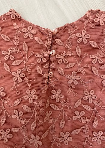 Zara Kız bebek Pembe Nakışlı Dantel Elbise - Görsel 3