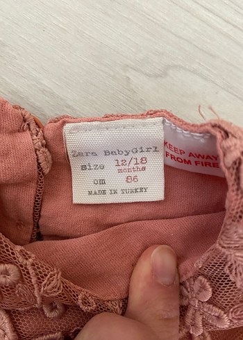 Zara Kız bebek Pembe Nakışlı Dantel Elbise - Görsel 4