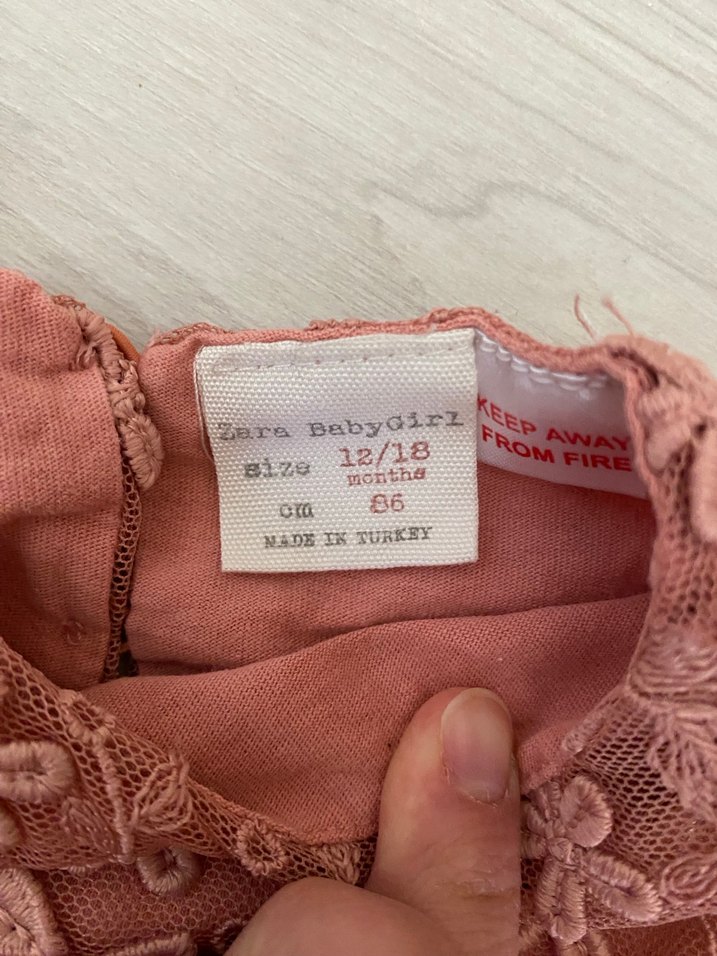 Zara Kız bebek  Pembe Nakışlı Dantel Elbise - Görsel 4