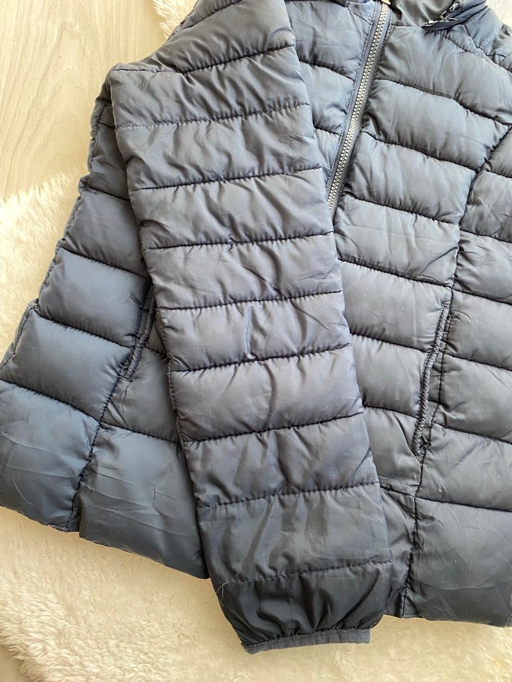 Lacivert Kapüşonlu Kadın Kışlık Mont - Görsel 3