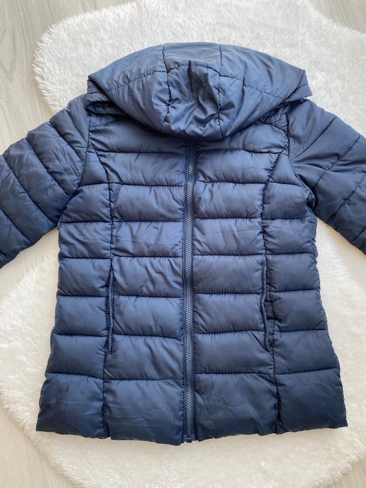 Lacivert Kapüşonlu Kadın Kışlık Mont - Görsel 2