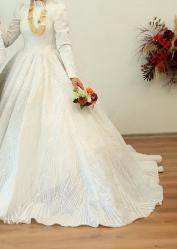 Uzun Kollu Modern Prenses Gelinlik - Görsel 2