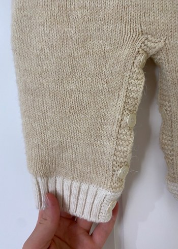 Bej Nakışlı Triko Bebek Tulum - Görsel 6