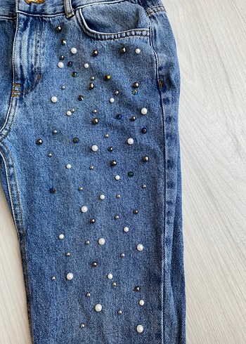 Kadın taşlı Mavi Kadın Kot Pantolon - Görsel 3