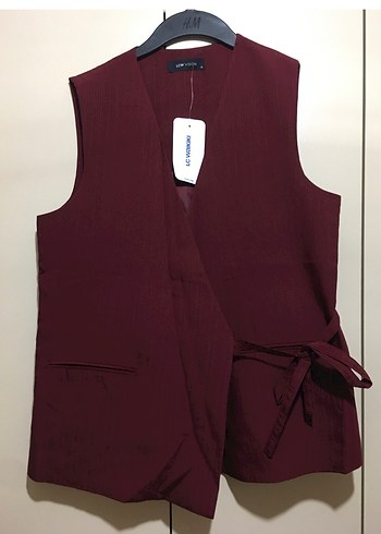 Bordo Kemerli Kadın Yelek