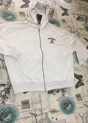 Gri Kapüşonlu Fermuarlı Kadın Sweatshirt