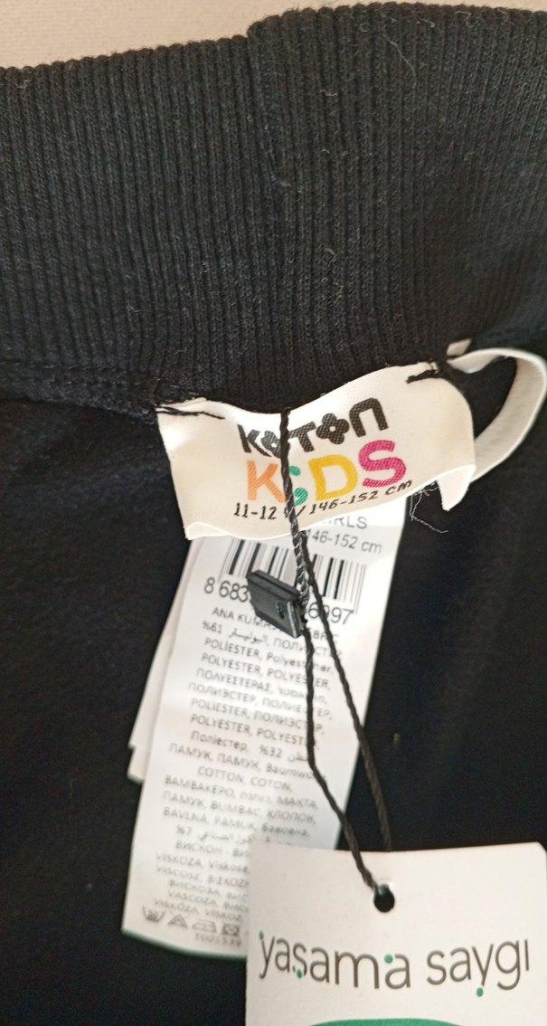 Kız Siyah Baskılı Rahat Eşofman Altı - Görsel 3