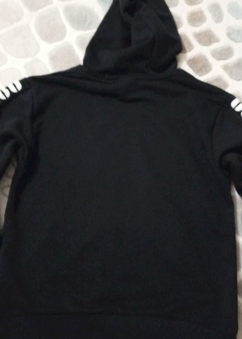 Siyah Kapüşonlu 9-10 yaş erkek çocuk Sweatshirt - Görsel 5