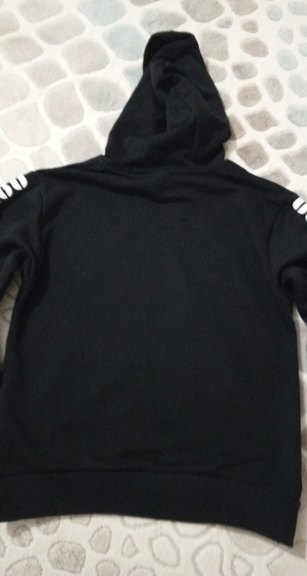 Siyah Kapüşonlu 9-10 yaş erkek çocuk Sweatshirt - Görsel 5