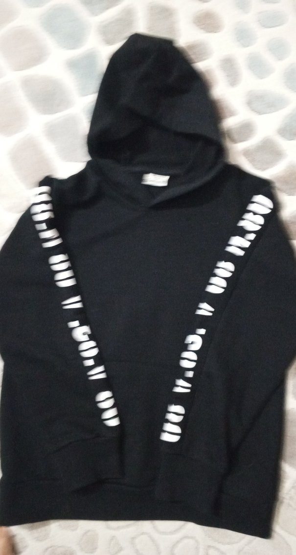 Siyah Kapüşonlu 9-10 yaş erkek çocuk Sweatshirt - Görsel 2