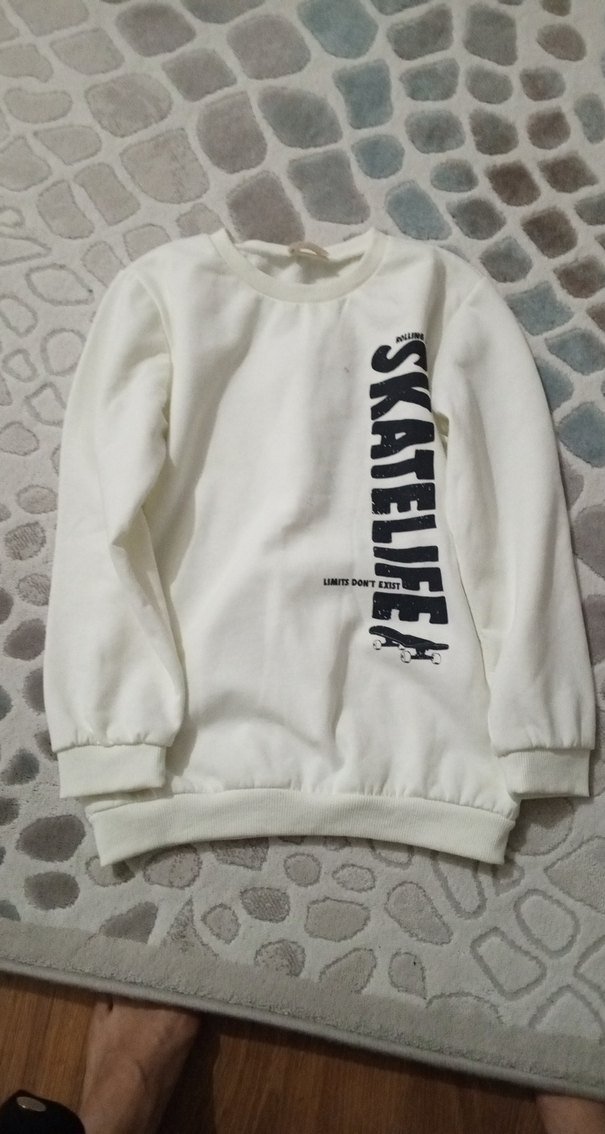 Beyaz Erkek çovukSweatshirt - Görsel 4