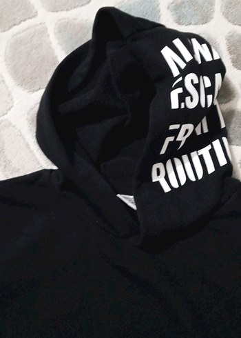 Kapüşonlu Siyah Erkek Çocuk Sweatshirt - Görsel 2
