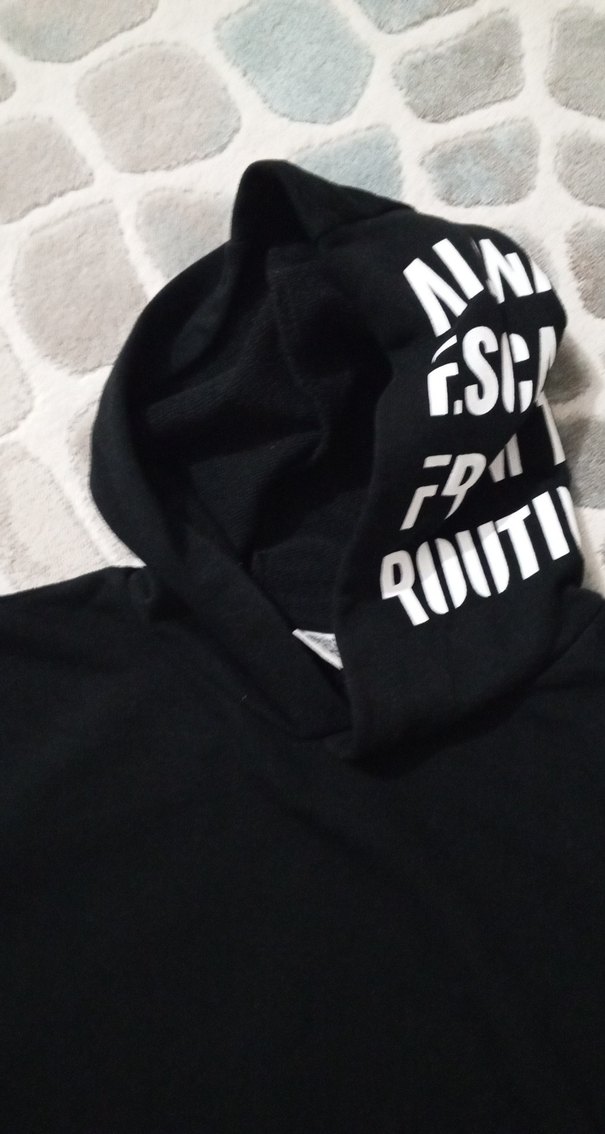 Kapüşonlu Siyah Erkek Çocuk Sweatshirt - Görsel 2