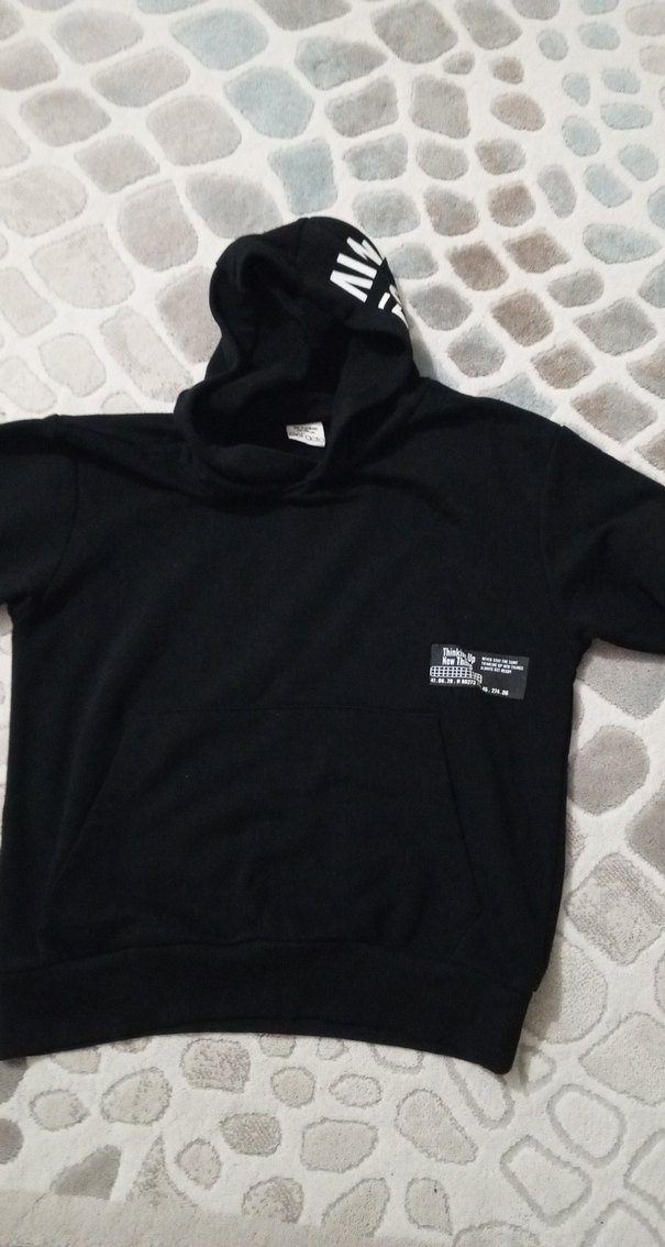 Kapüşonlu Siyah Erkek Çocuk Sweatshirt - Görsel 4