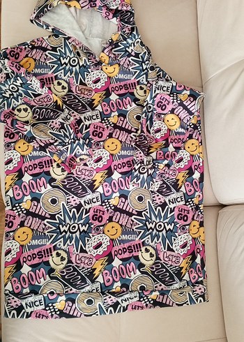 Kız Çocuk Baskılı Fermuarlı Kapüşonlu Sweatshirt - Görsel 5