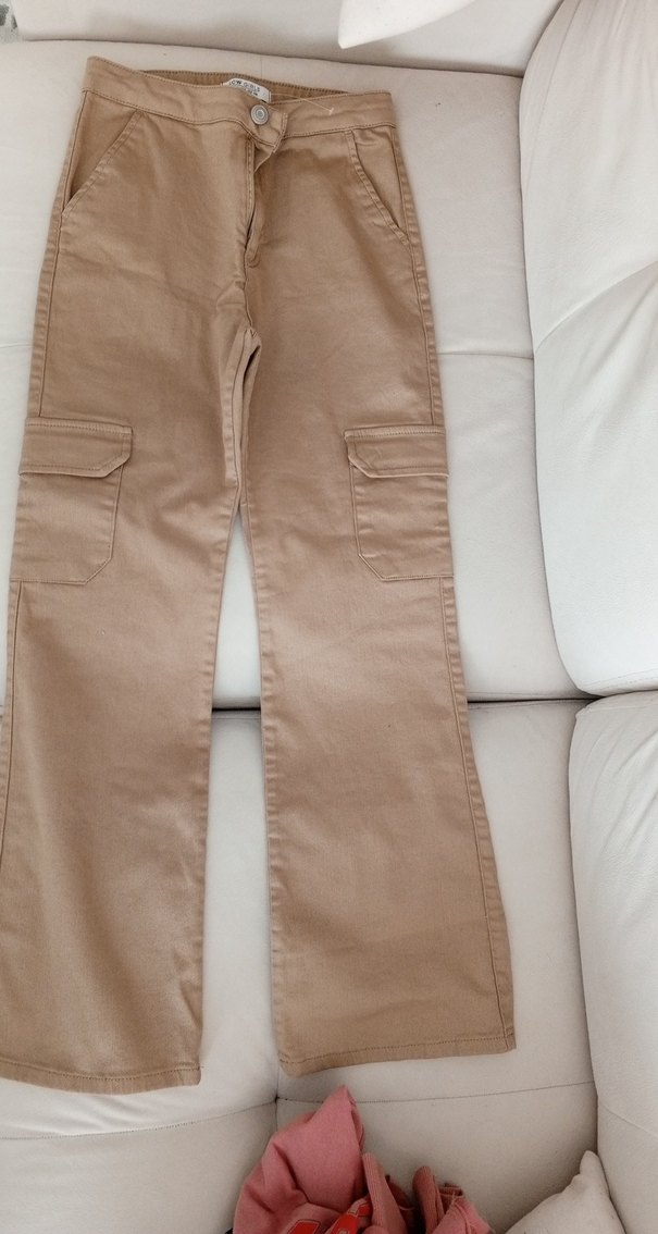 Bej kız çocuk 11-12 yaş Regular Fit Kumaş Pantolon - Görsel 2