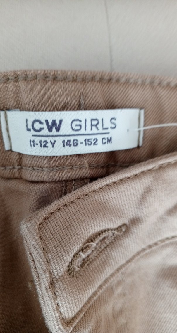 Bej kız çocuk 11-12 yaş Regular Fit Kumaş Pantolon - Görsel 3