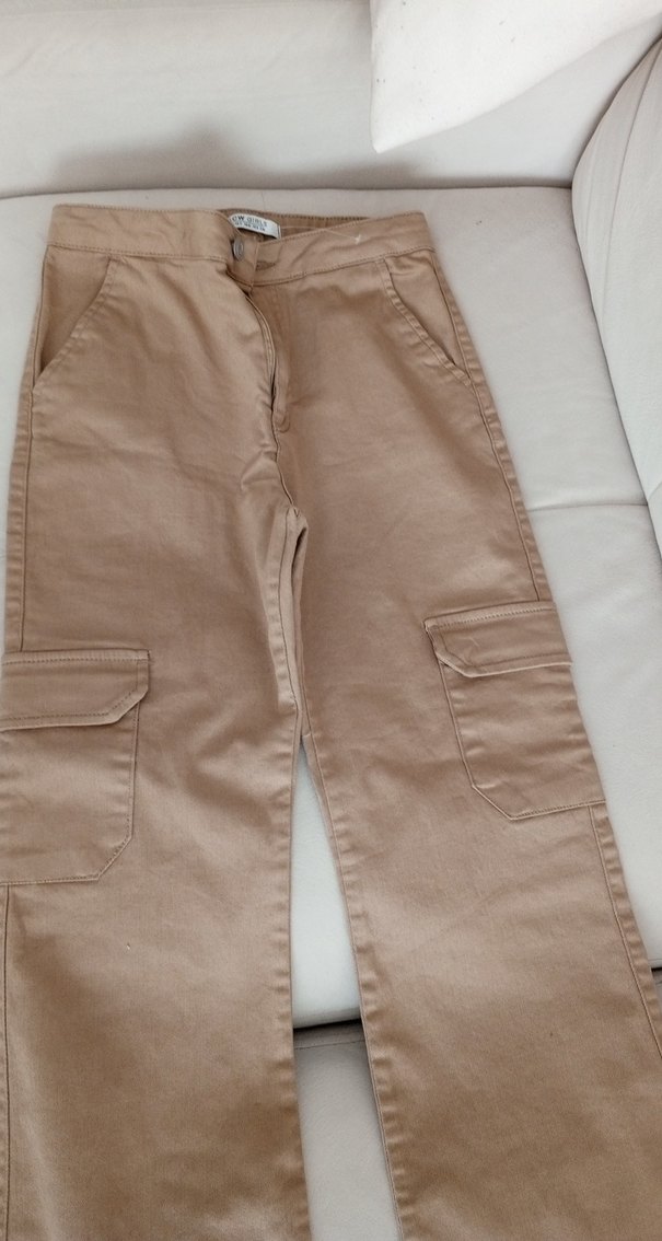 Bej kız çocuk 11-12 yaş Regular Fit Kumaş Pantolon - Görsel 4