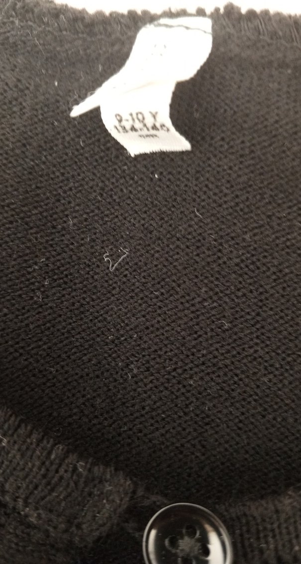 Düğmeli Siyah Nakışlı Kız Hırkası kısa - Görsel 2