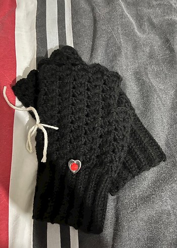 Örgü Siyah Kadın Eldivenler - Görsel 2