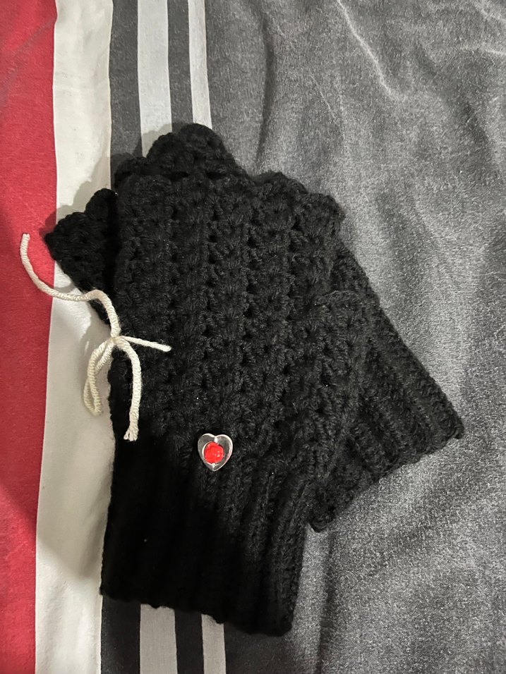 Örgü Siyah Kadın Eldivenler - Görsel 2